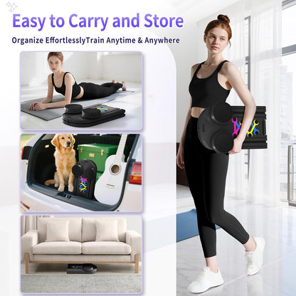 Pilates Board, Foldable Pilates Reformer Set for Home Workout with Timer, 6-In-1 Multifunctional Portable Reformer Pilates Machine at Home Pilates Equipment for Fitness,