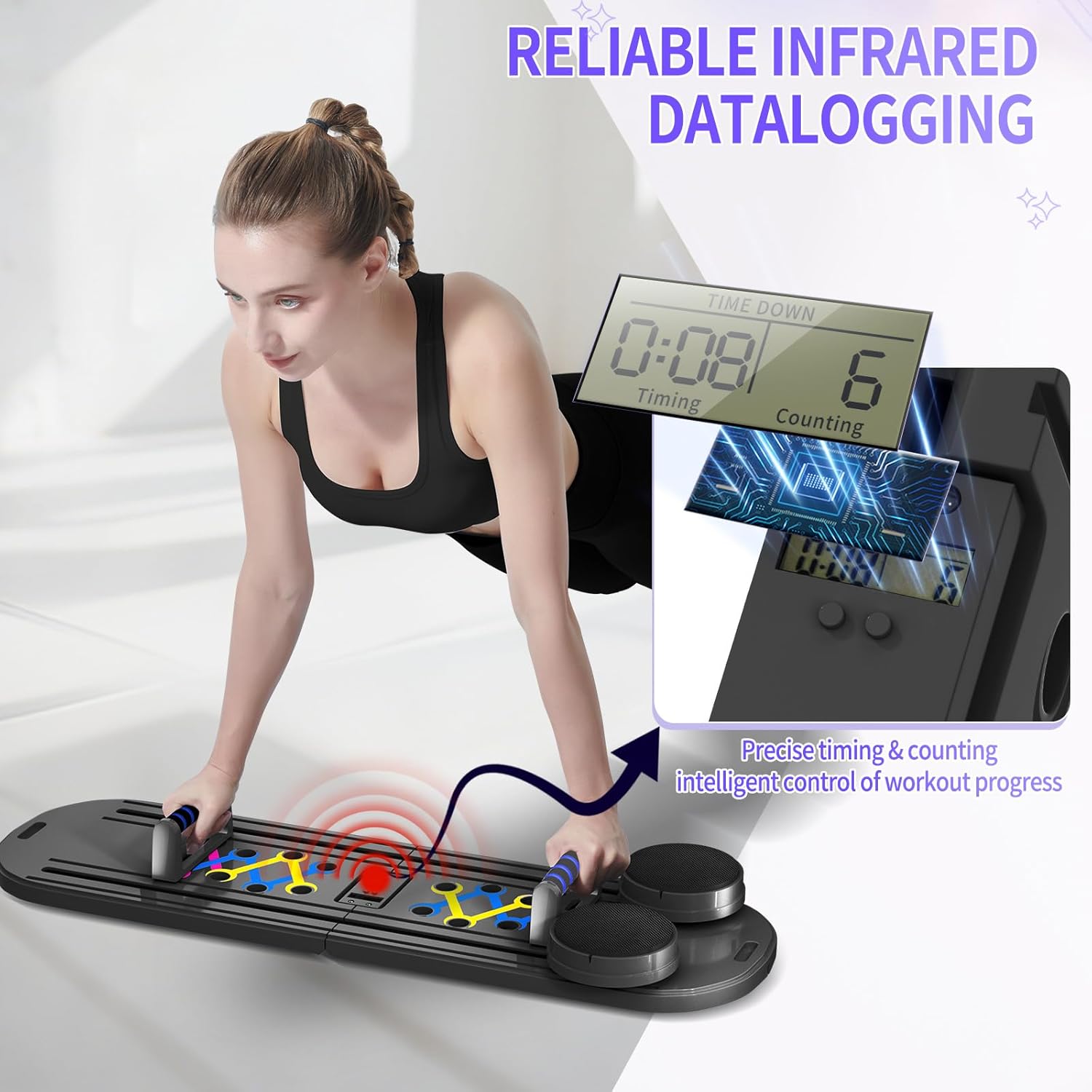 Pilates Board, Foldable Pilates Reformer Set for Home Workout with Timer, 6-In-1 Multifunctional Portable Reformer Pilates Machine at Home Pilates Equipment for Fitness,
