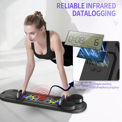 Pilates Board, Foldable Pilates Reformer Set for Home Workout with Timer, 6-In-1 Multifunctional Portable Reformer Pilates Machine at Home Pilates Equipment for Fitness,