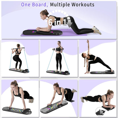 Pilates Board, Foldable Pilates Reformer Set for Home Workout with Timer, 6-In-1 Multifunctional Portable Reformer Pilates Machine at Home Pilates Equipment for Fitness,