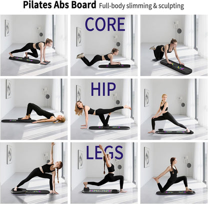 Pilates Board, Foldable Pilates Reformer Set for Home Workout with Timer, 6-In-1 Multifunctional Portable Reformer Pilates Machine at Home Pilates Equipment for Fitness,